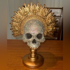 Gold and Silver Decorative Skull with Rhinestones